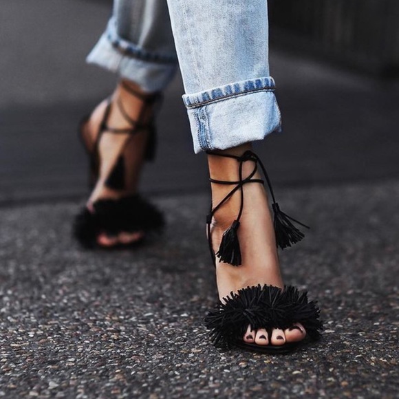 Steve Madden Shoes - Steve Madden - Sassey Fringe Sandal - Black Suede